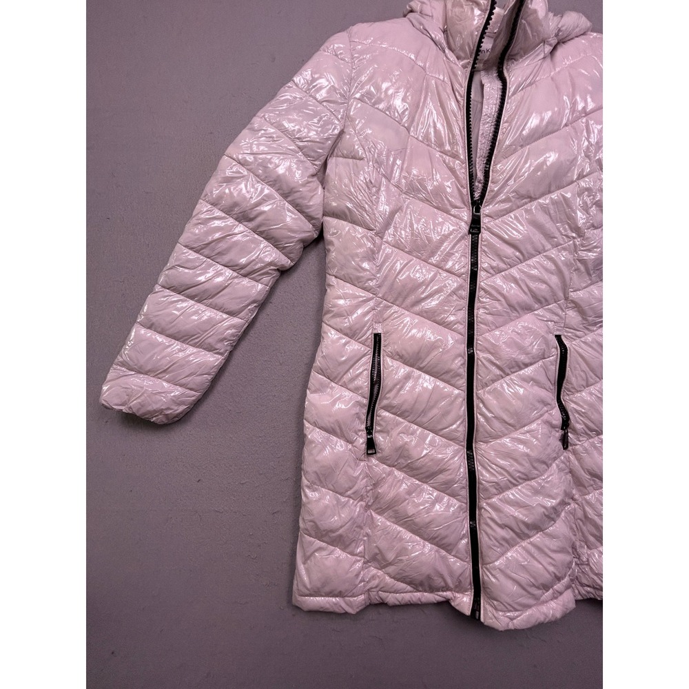 Calvin Klein Puffer Coat High Shine Nylon White Size XS Womens - Picture 14 of 15